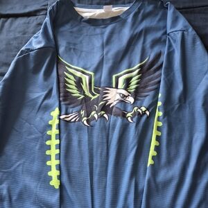 Blue Graphic  Seahawks Long Sleeve Shirt with Neon Green Accents